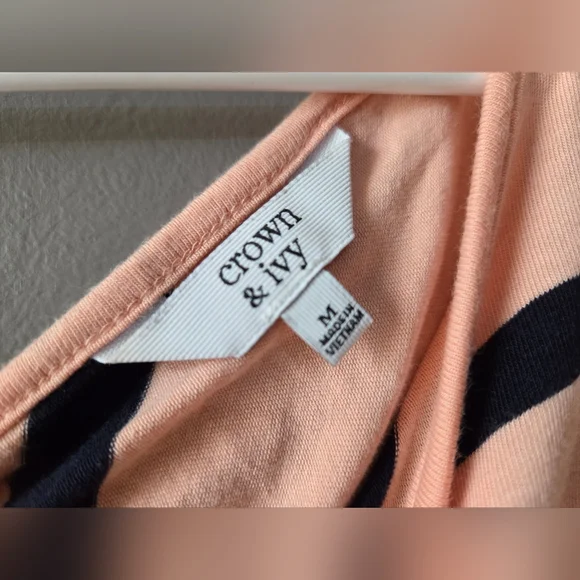 Crown & Ivy Peach/Navy ¾ Sleeve Womens Dress Size Medium - Picture 4 of 5